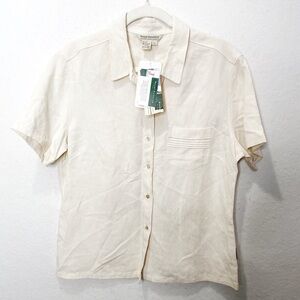 Royal Robbins Linen Blend Undyed Button Front Short Sleeve Shirt Size Large